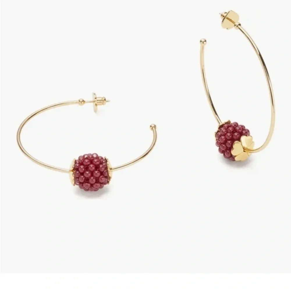 Kate Spade VERRY BERRY BEADED HOOP EARRINGS IN BURGUNDY